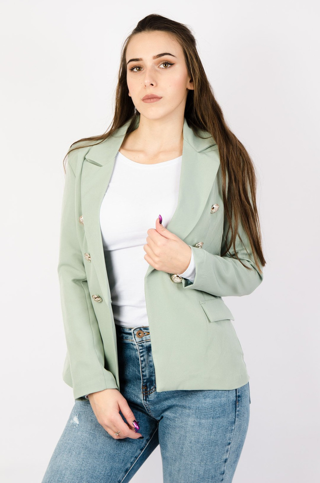 ZIELONA MARYNARKA ZE SREBRNYMI GUZIKAMI