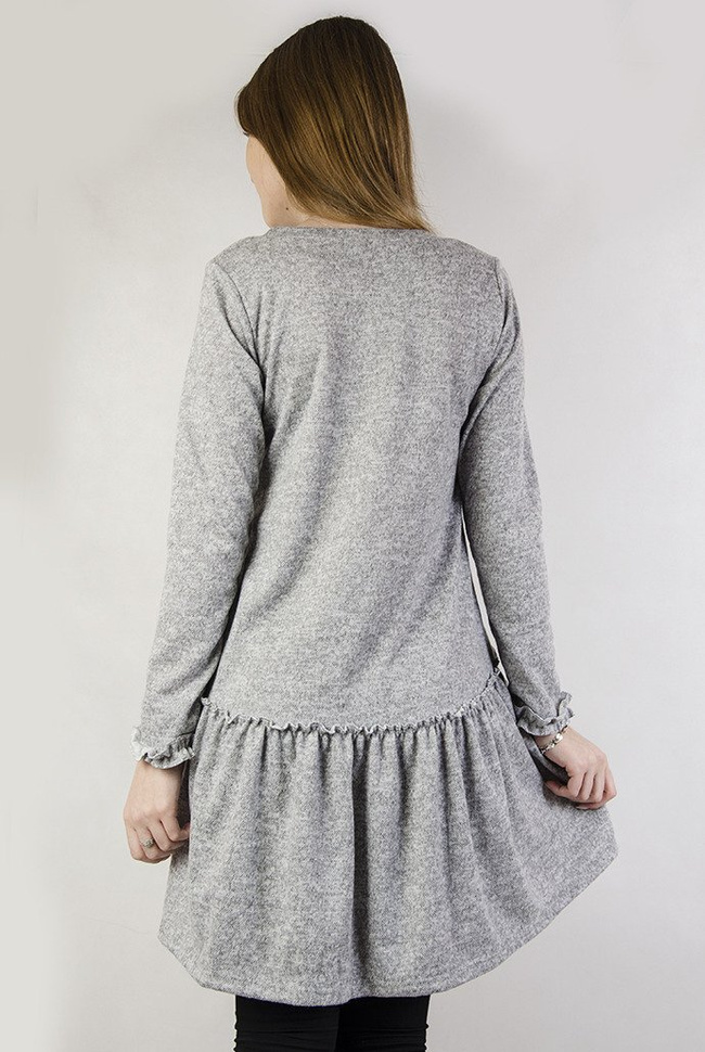 Jasnoszara tunika z rozkloszowanym dołem