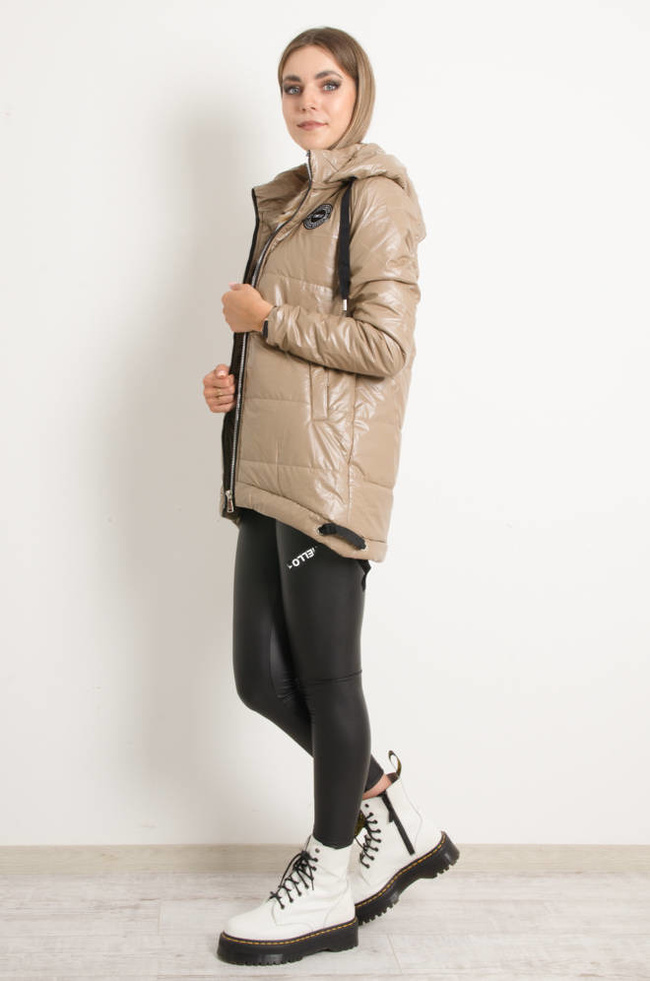 KURTKA PRZEJŚCIOWA ASYMETRYCZNA- BEŻOWA 