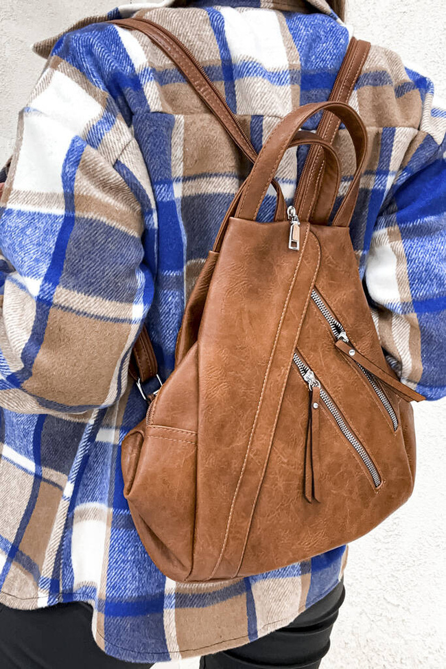 PLECAK Z OZDOBNYMI ZAMKAMI- BRĄZOWY