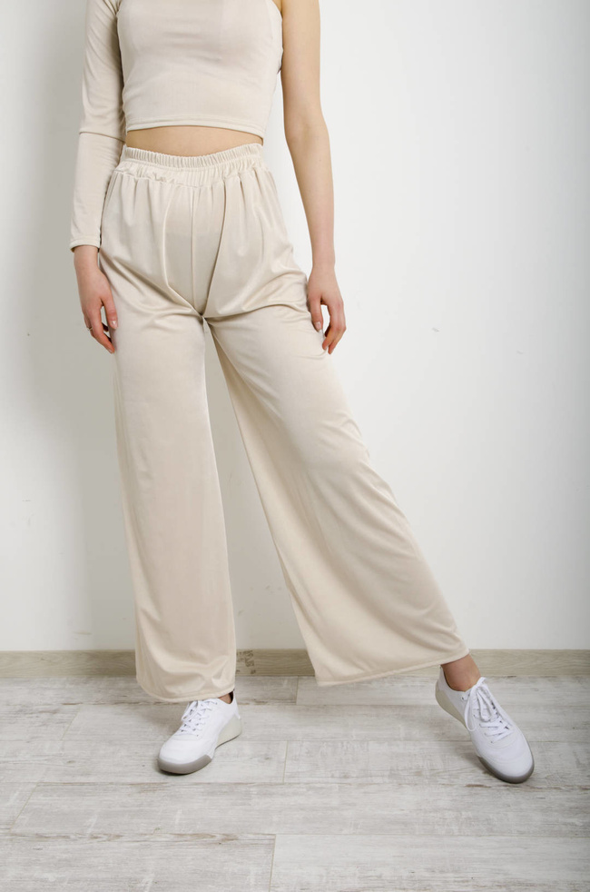 KOMPLET SPODNIE+ TOP - BEŻOWY