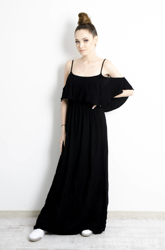 SUKIENKA HISZPANKA MAXI NA RAMIĄCZKA- CZARNA