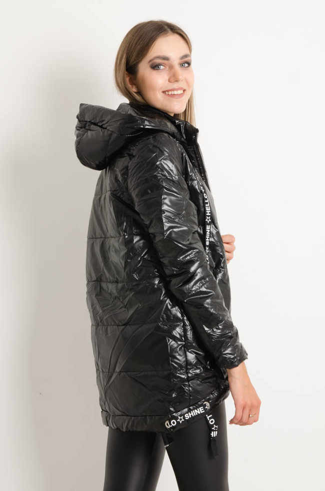 KURTKA PRZEJŚCIOWA ASYMETRYCZNA- CZARNA