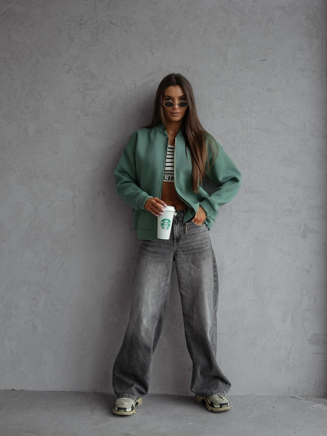 BLUZA BOMBERKA ZAPIANAN NA ZAMEK- ZIELONA