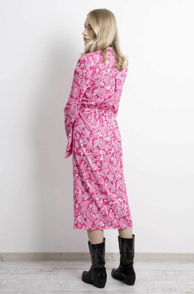 SUKIENKA RÓŻOWA WIĄZANA W PASIE 