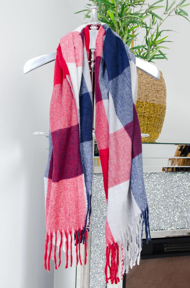 BORDOWO-GRANATOWY SZAL W KRATĘ