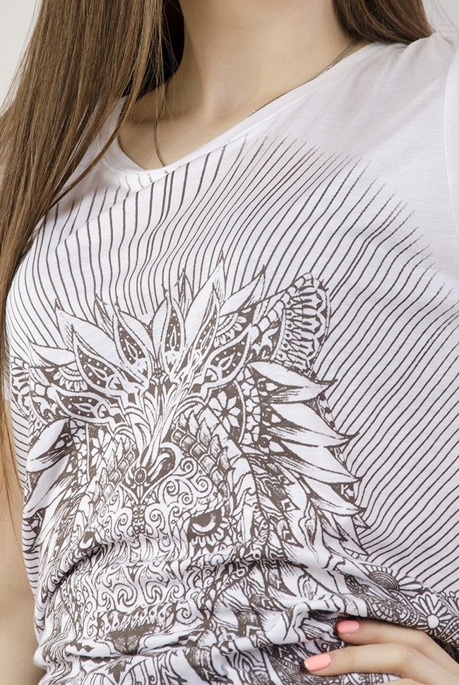 Bluzka z lwem wiązana z tyłu biała