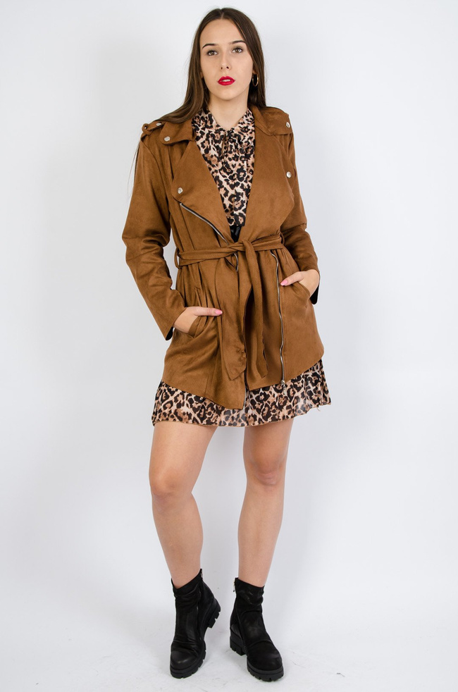 Płaszcz z imitacji zamszu