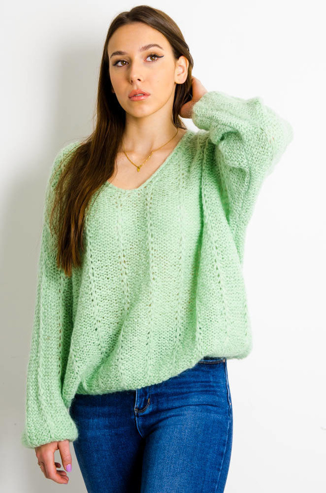 ZIELONY LUŻNY SWETER OVERSIZE