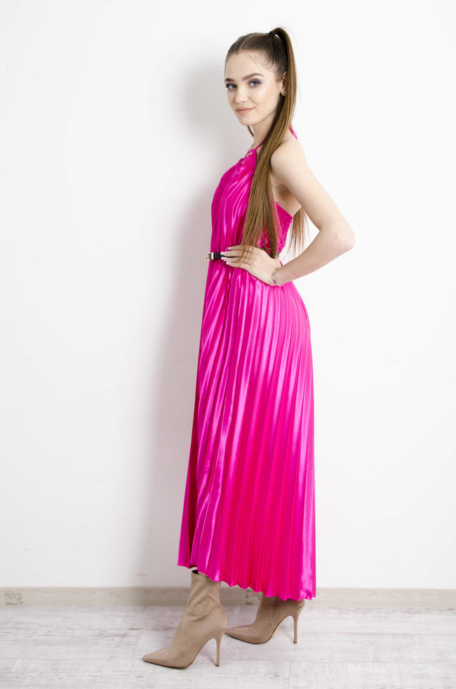 SUKIENKA RÓŻOWA PLISOWANA Z PASKIEM