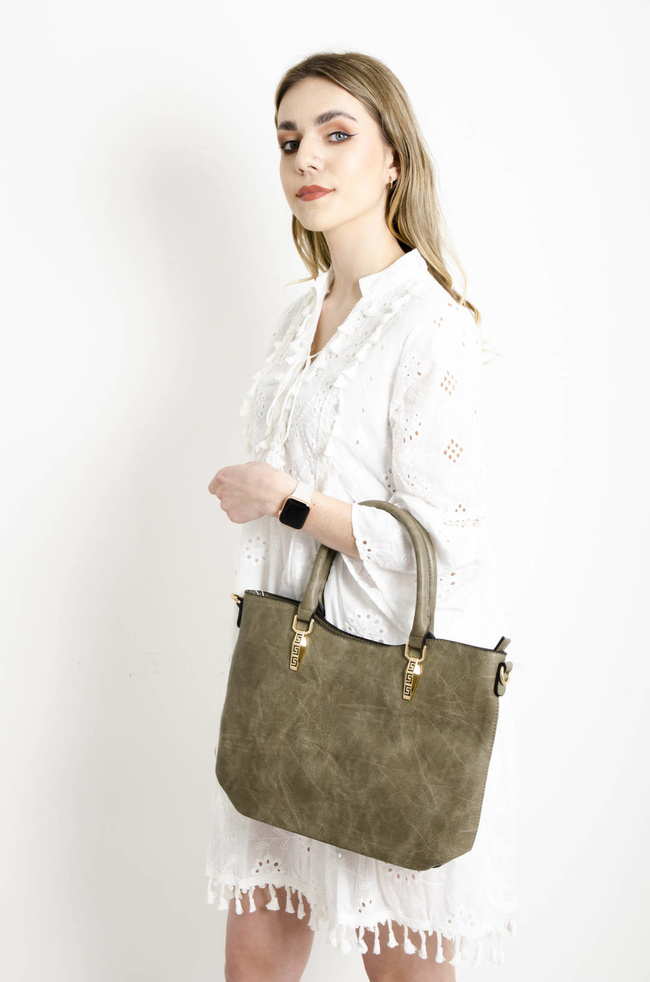 TORBA SHOPPER Z IMITACJI SKÓRY- KHAKI