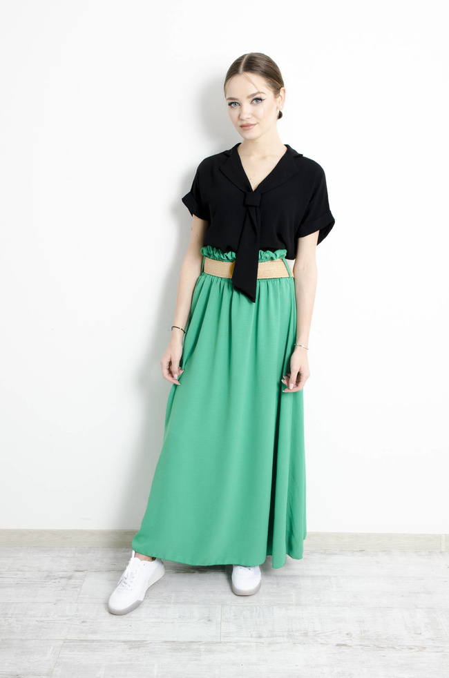 BLUZKA Z WIĄZANIEM CZARNA