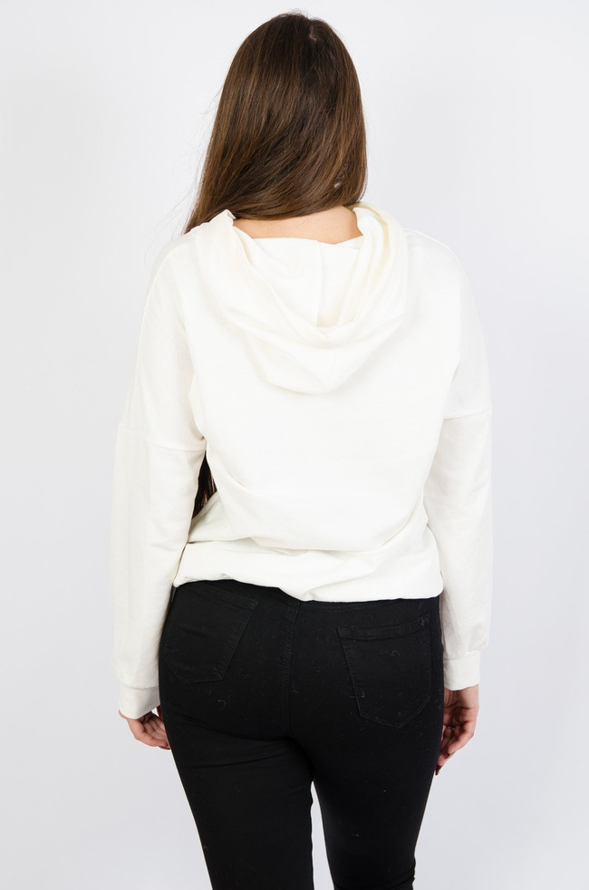  Bluza z kapturem w kolorze ecru z napisem 