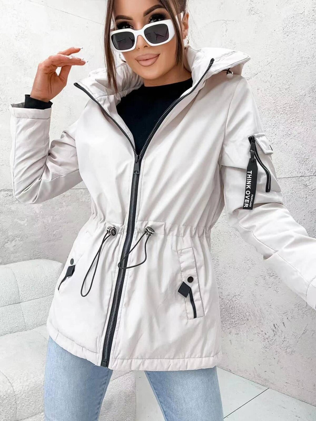 KURTKA PRZERJŚCIOWA PARKA Z KAPTUREM- JASNY BEŻ