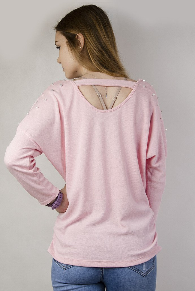 Różowa bluzka z perełkami