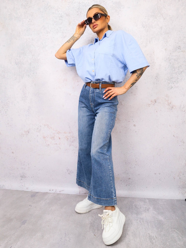 JEANSOWE SPODNIE Z SZEROKIMI NOGAWKAMI+ PASEK