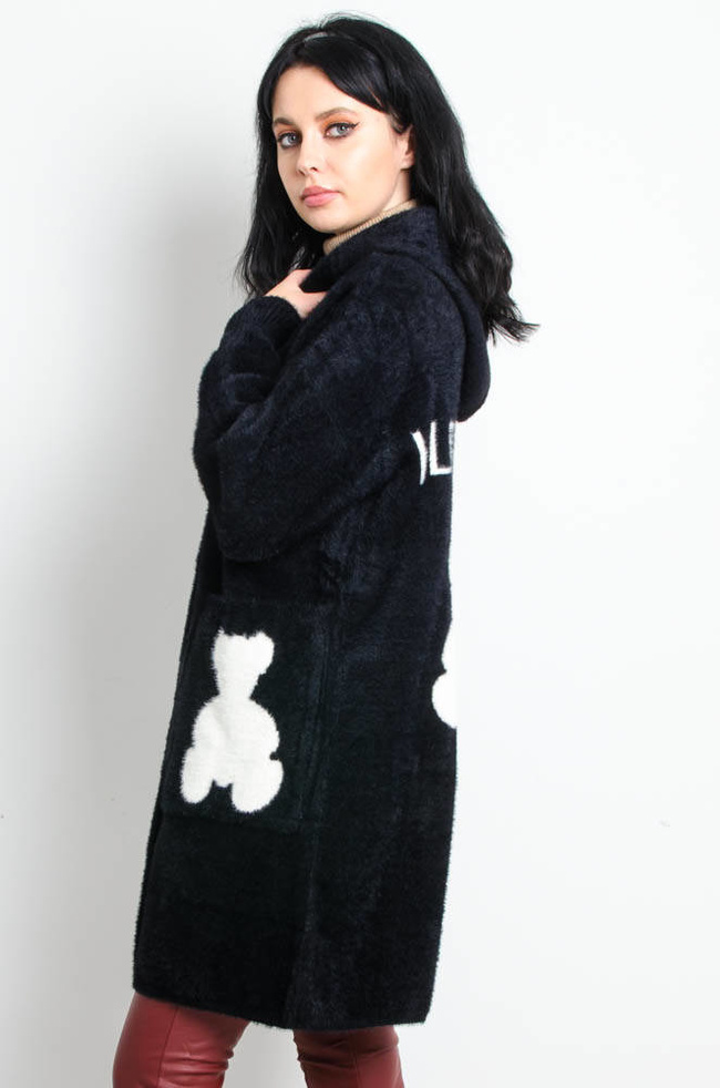 CZARNY PŁASZCZ ALPAKA Z MISIEM