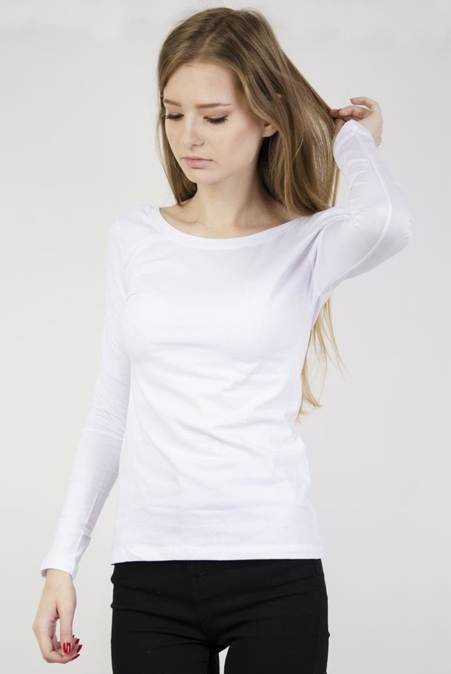 Biała bluzka typu basic z wycięciem na plecach