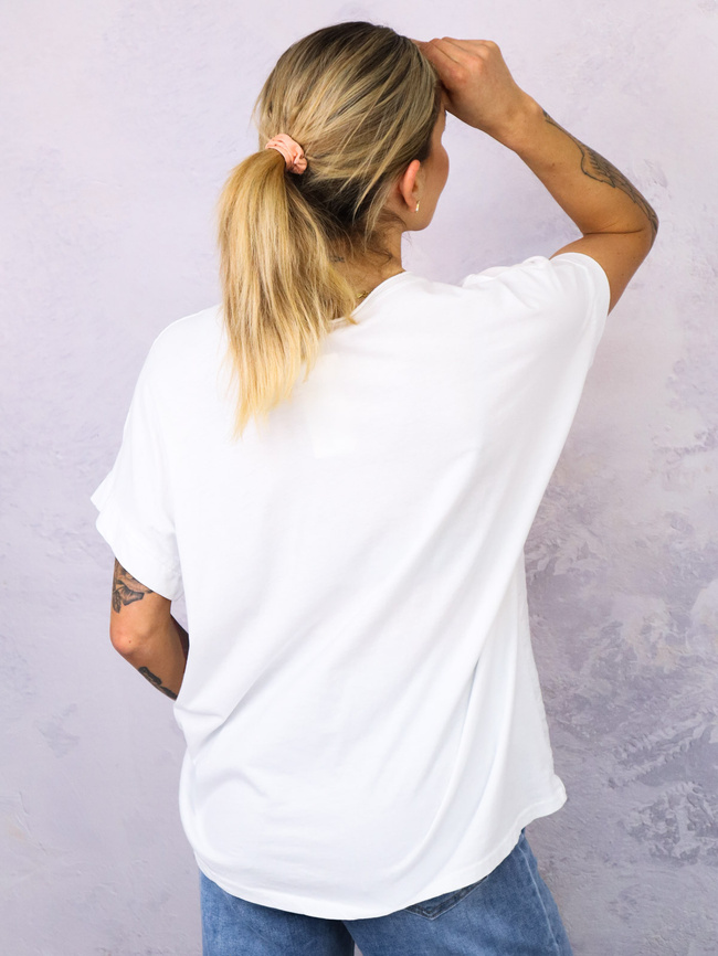 BLUZKA Z OZDOBNYMI ZŁOTYMI KWIATAMI- BIAŁA