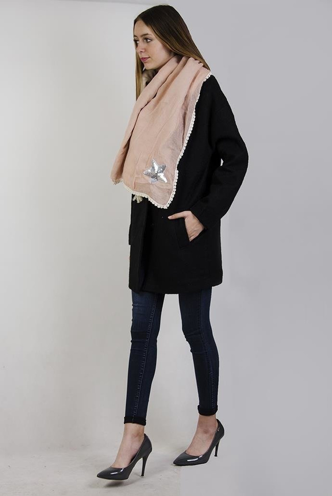 Szal jasnoróżowy/moro z gwiazdą