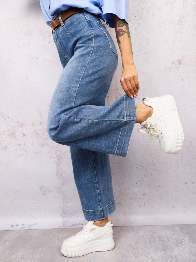 JEANSOWE SPODNIE Z SZEROKIMI NOGAWKAMI+ PASEK