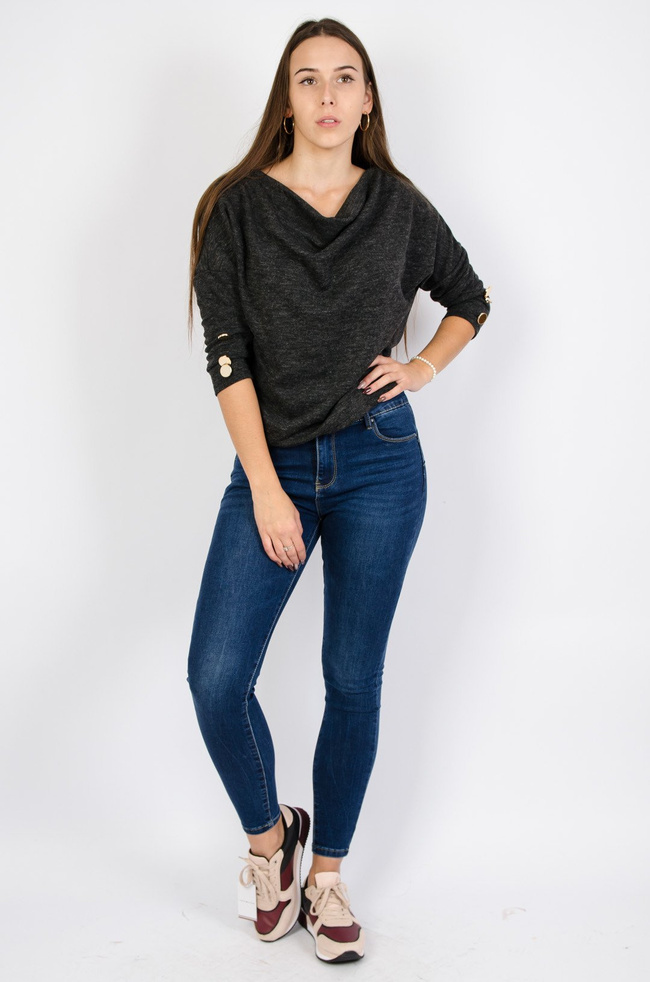 Ciemno-szara bluzka z lejącym dekoltem