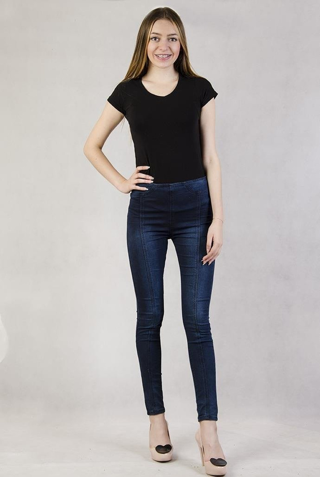 Spodnie jeansowe z wysokim stanem i zamkiem z tyłu