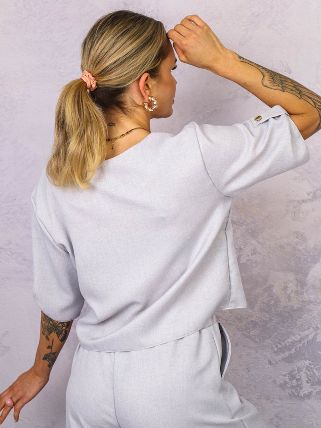 KOMPLET MATERIAŁOWY BLUZKA+ SPODNIE- SZARY