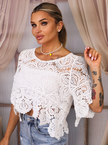 BLUZKA AŻUROWA + TOP- BIAŁA