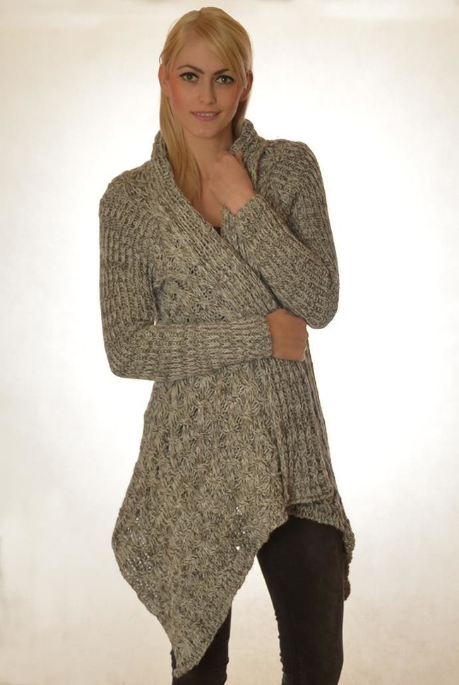 Beżowo brązowy kardigan