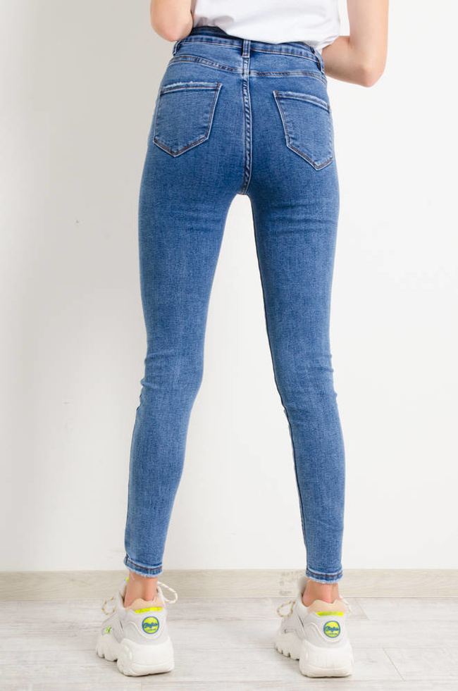 SPODNIE JEANSOWE Z OZDOBNYMI GUZIKAMI PRZY KIESZENIACH- BARDZO WYSOKI STAN