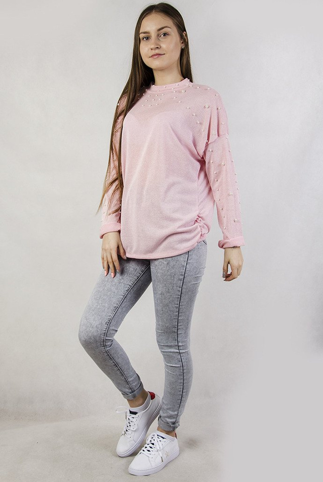 Różowa bluzka z koralikami