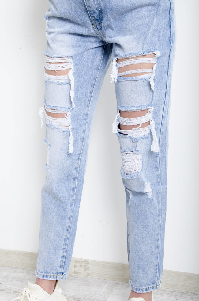 SPODNIE JEANSOWE MOM FIT Z DZIURAMI