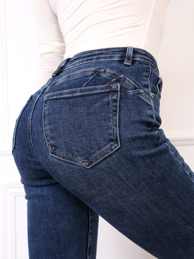 SPODNIE JEANSOWE SKINNY PUSH UP- GRANATOWE