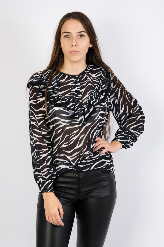CZARNA BLUZKA -WZÓR ZEBRA 