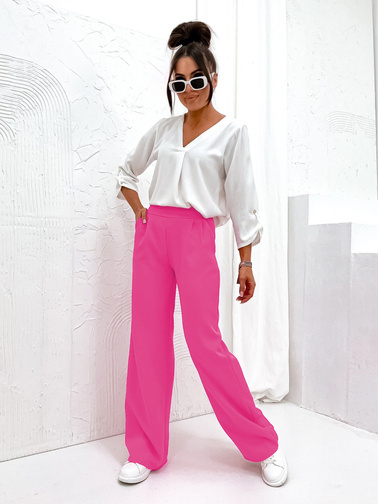 SPODNIE KULOTY Z SZEROKIMI NOGAWKAMI- NEONOWY RÓŻ