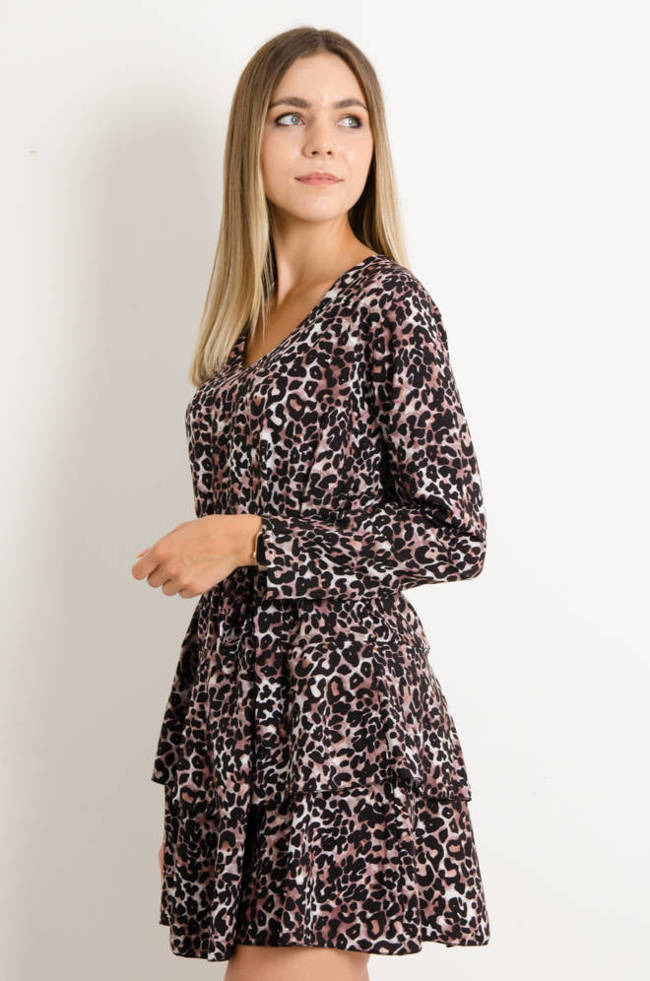 SUKIENKA W PANTERKĘ WIĄZANA W TALII