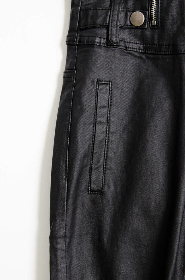 CZARNE SPODNIE WOSKOWANE PUSH UP- BARDZO WYSOKI STAN