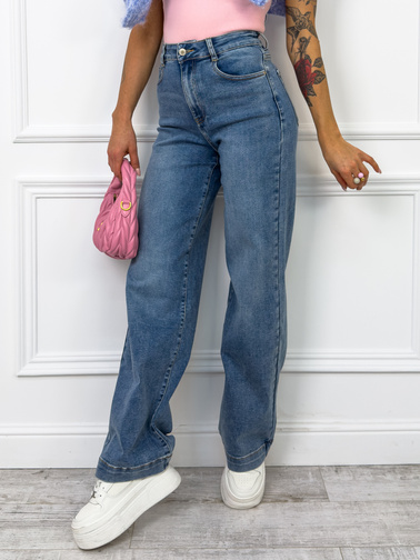 SPODNIE JEANSOWE STRAIGHT W PANTERKĘ