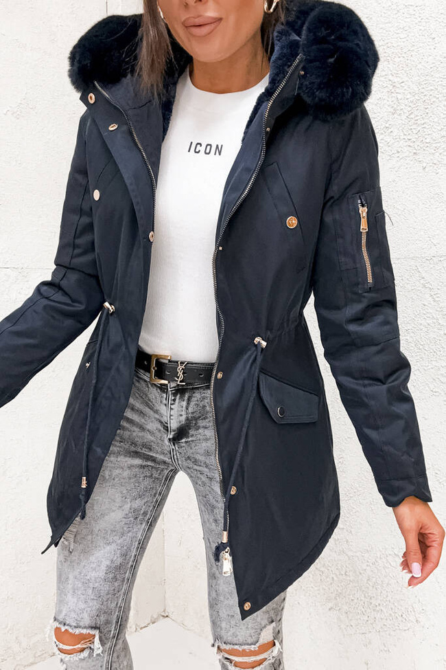 GRANATOWA KURTKA PARKA ZIMOWA