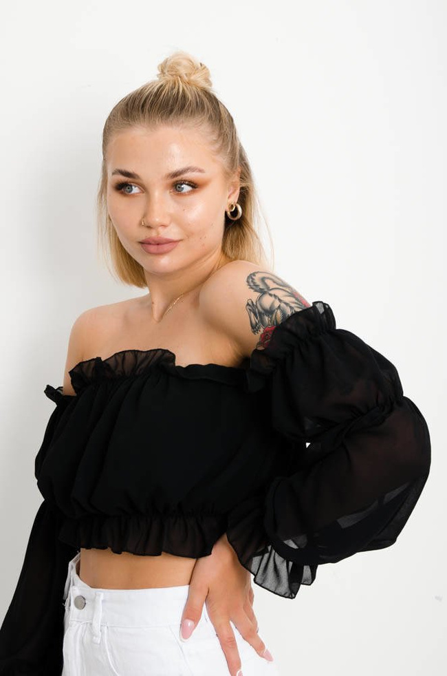 CZARNY KRÓTKI TOP - HISZPANKA