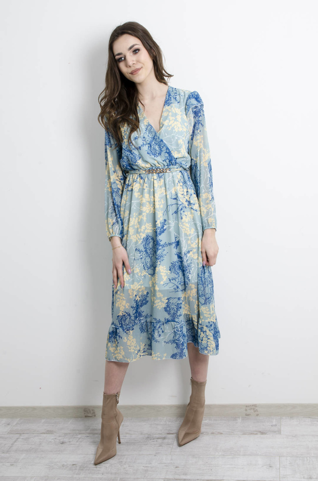 SUKIENKA MAXI NIEBIESKA Z PASKIEM 