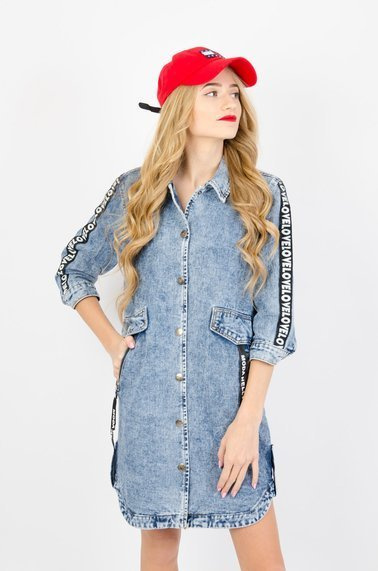 DEKATYZOWANA SUKIENKA JEANSOWA