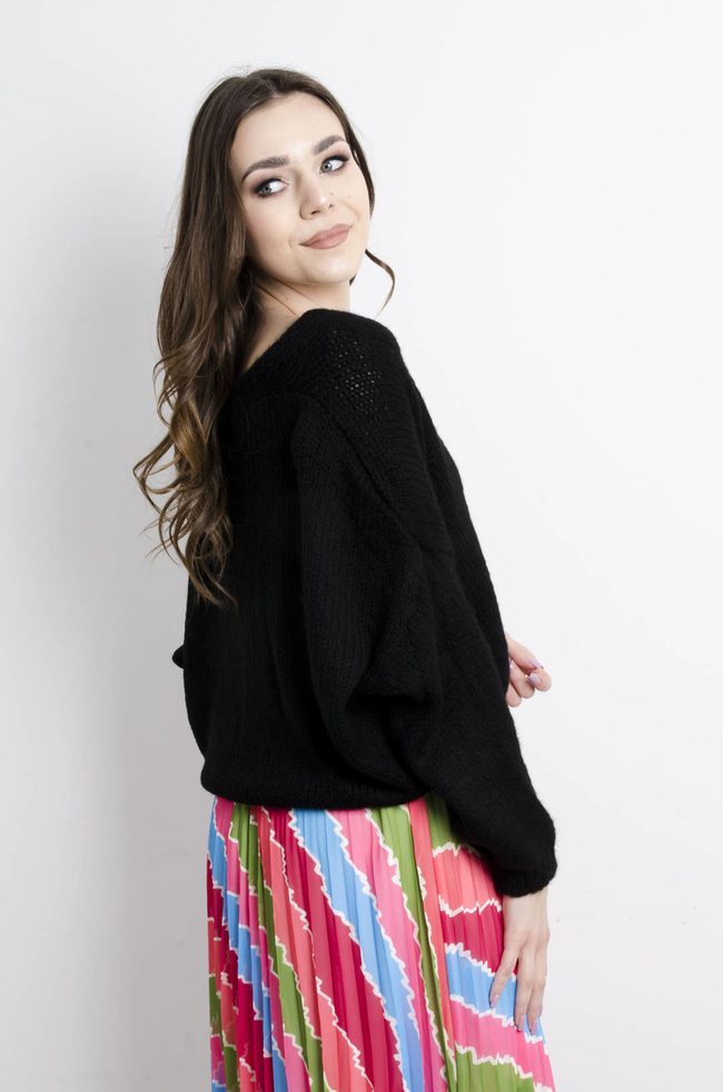 SWETER KARDIGAN ZAPINANY NA GUZIKI- CZARNY