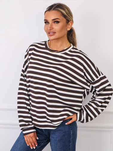 BLUZKA OVERSIZE W PASKI- BIAŁA