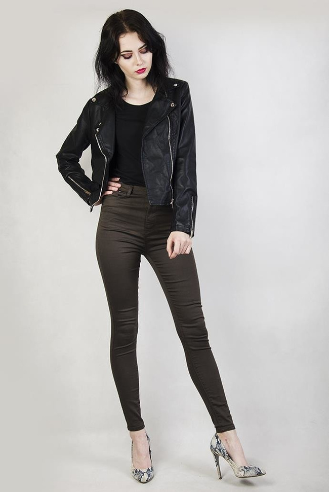 Spodnie khaki skinny z wysokim stanem