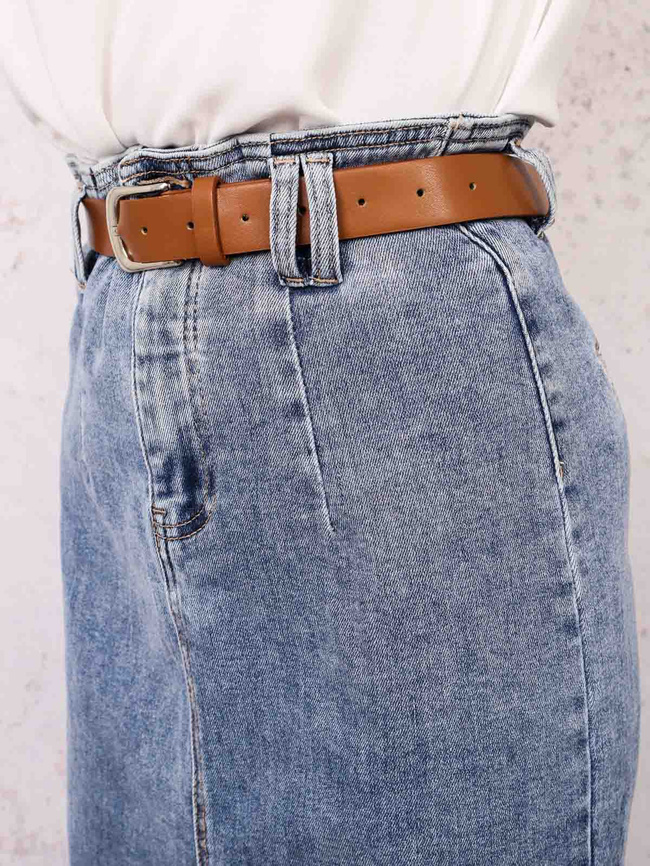 SPÓDNICA MIDI Z ROZPORKIEM Z TYŁU+ PASEK