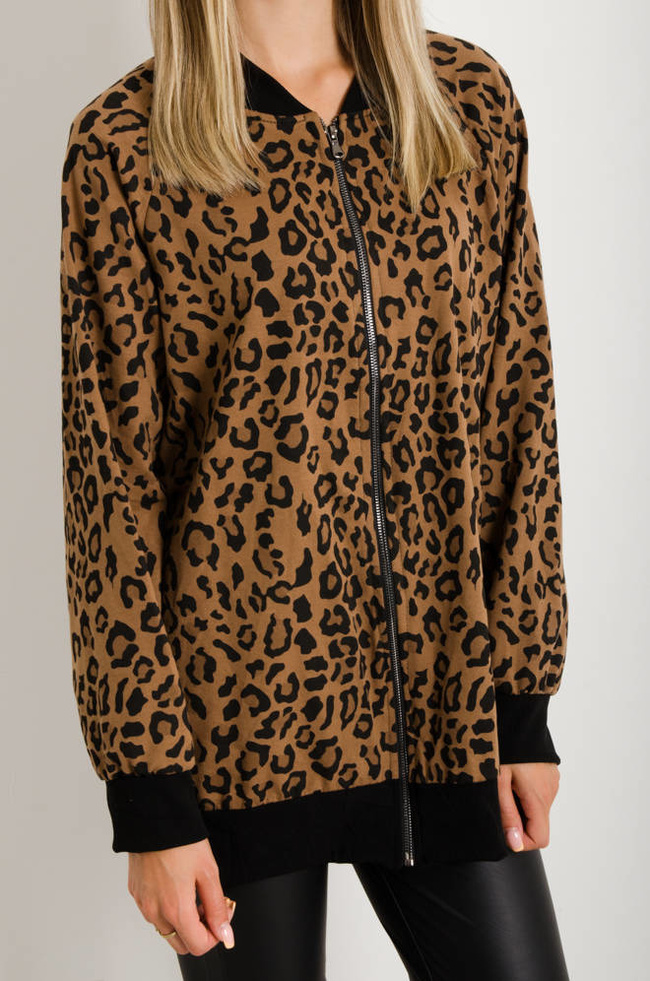 BLUZA ZAPINANA OVERSIZE W PANTERKĘ