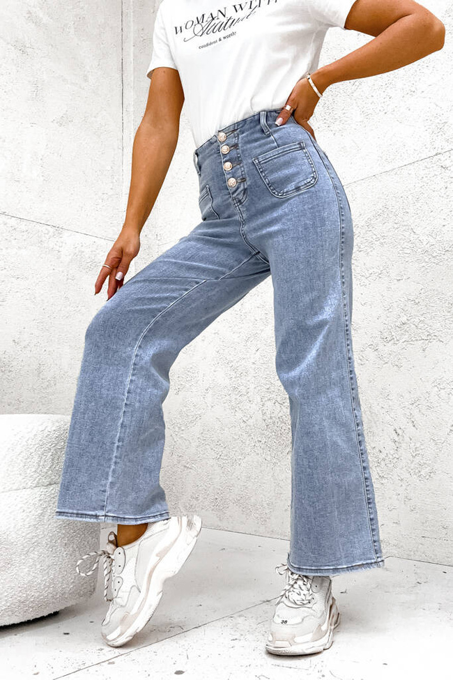 JASNE SPODNIE JEANSOWE Z OZDOBNYMI GUZIKAMI 