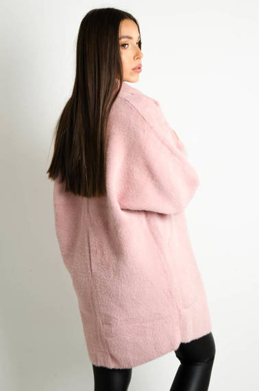 PŁASZCZ DŁUGI WEŁNIANY ALPAKA- RÓŻOWY